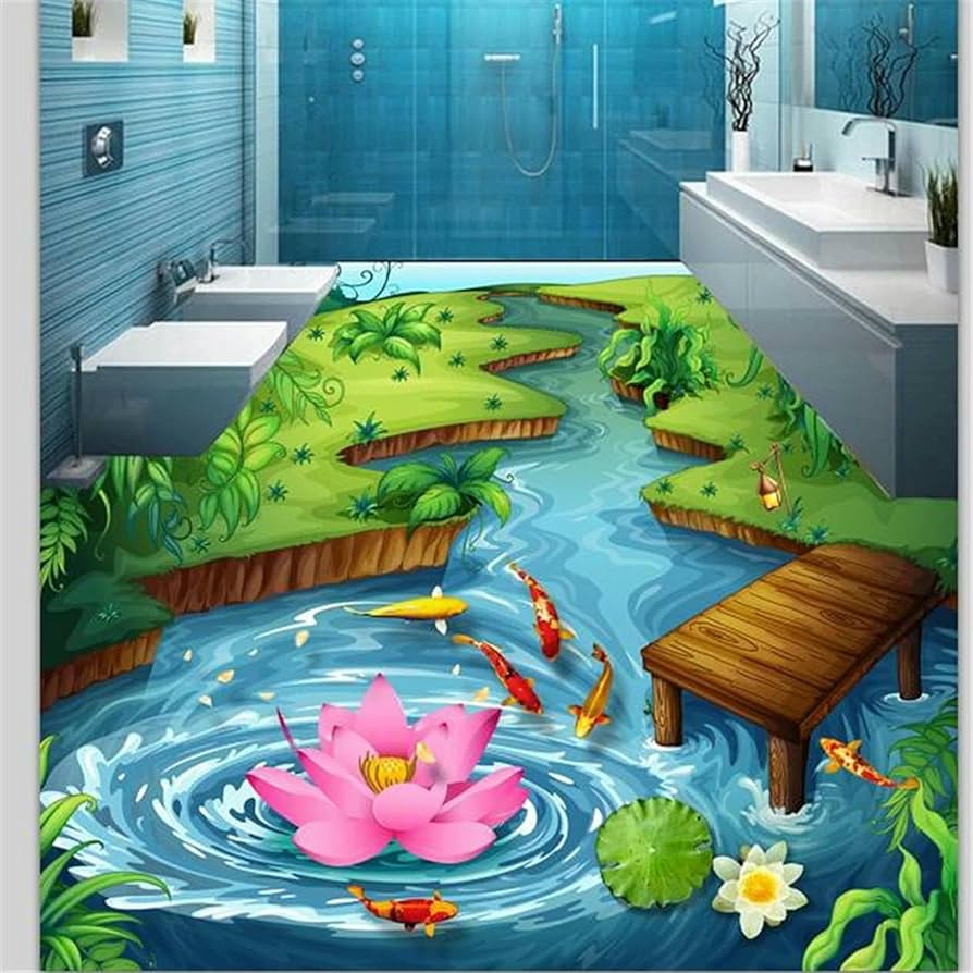 風景画 Amazon.co.jp: ZEZILE カスタム床の絵3D粘着写真装飾絵画公園川